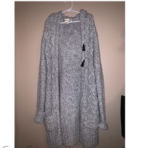 Long silver/grey cardigan with hood